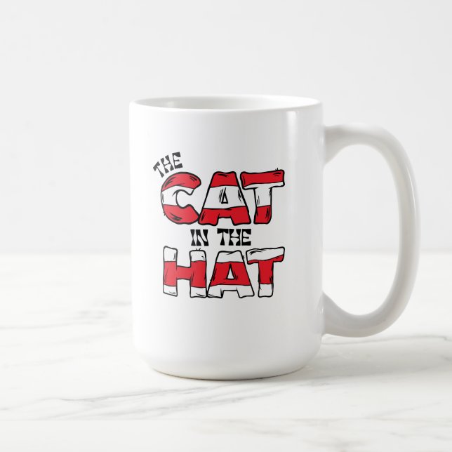 Cat In the Hat | Red & White Striped Text Coffee Mug (Right)
