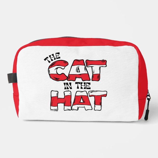 Cat In the Hat | Red & White Striped Text Dopp Kit (Front)
