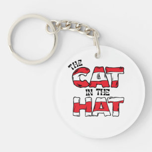 Cat In the Hat Red & White Striped Text Keychain
