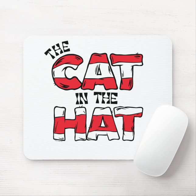 Cat In the Hat | Red & White Striped Text Mouse Pad (With Mouse)
