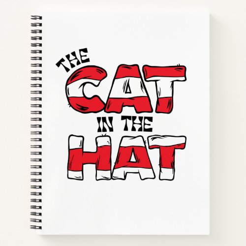 Cat In the Hat  Red  White Striped Text Notebook