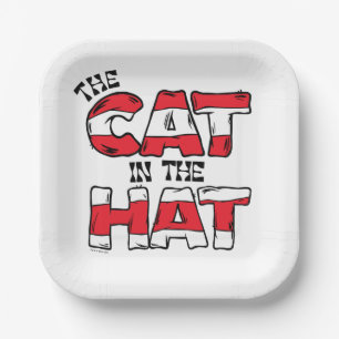 Cat In the Hat Red & White Striped Text Paper Plates