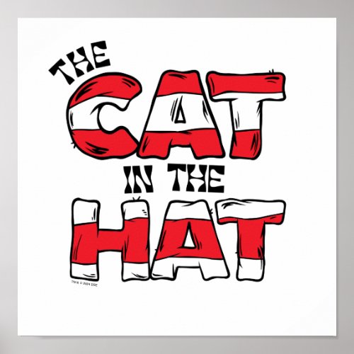 Cat In the Hat  Red  White Striped Text Poster