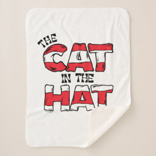 Cat In the Hat   Red & White Striped Text Sherpa Blanket