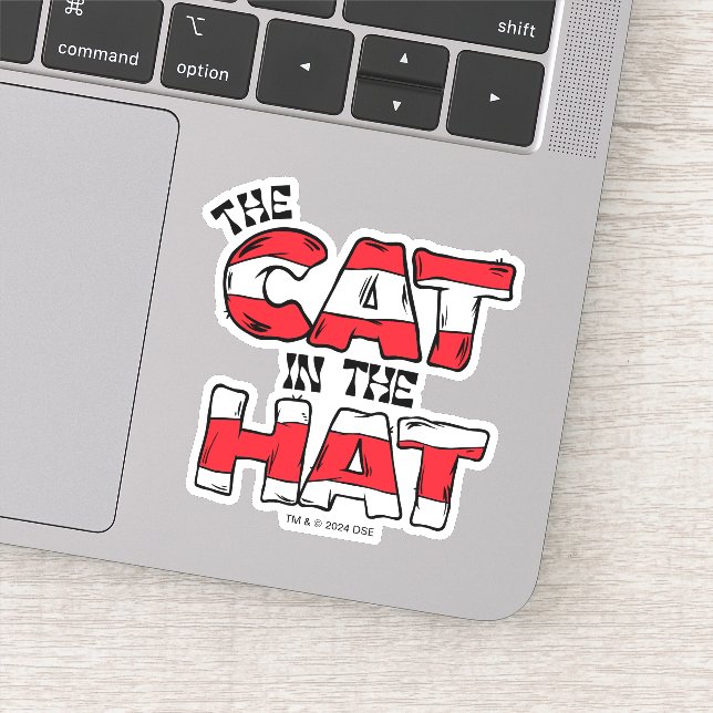 Cat In the Hat | Red & White Striped Text Sticker (Detail)