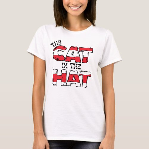 Cat In the Hat  Red  White Striped Text T_Shirt