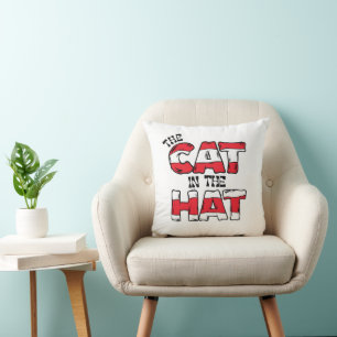 Cat In the Hat Red & White Striped Text Throw Pillow