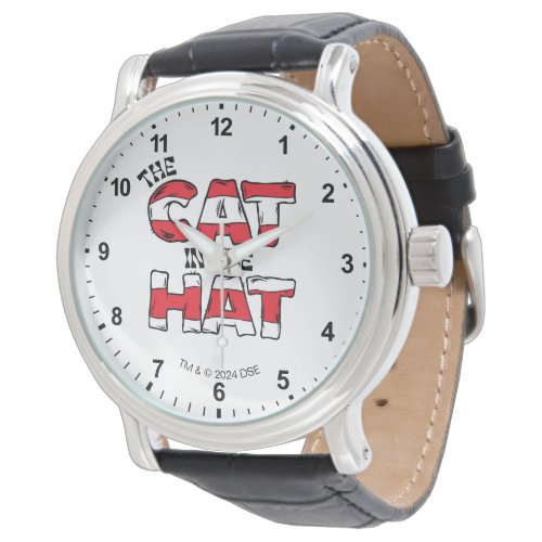 Cat In the Hat  Red  White Striped Text Watch