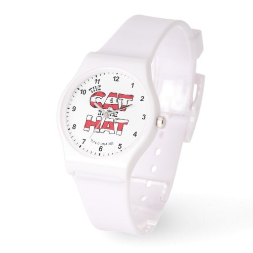 Cat In the Hat  Red  White Striped Text Watch