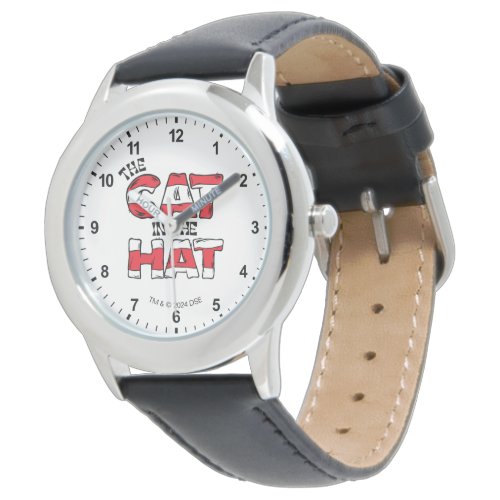 Cat In the Hat  Red  White Striped Text Watch