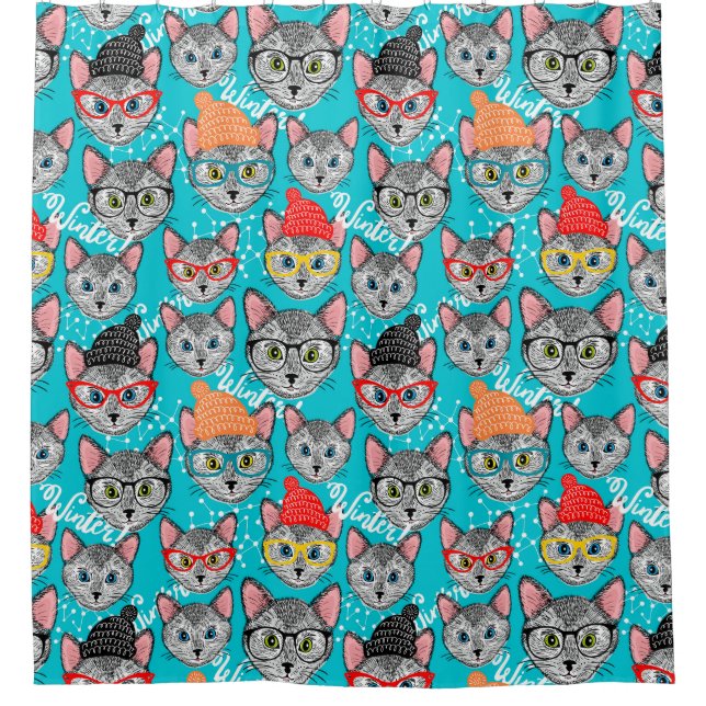 Cat in the hat shower curtain (Front)