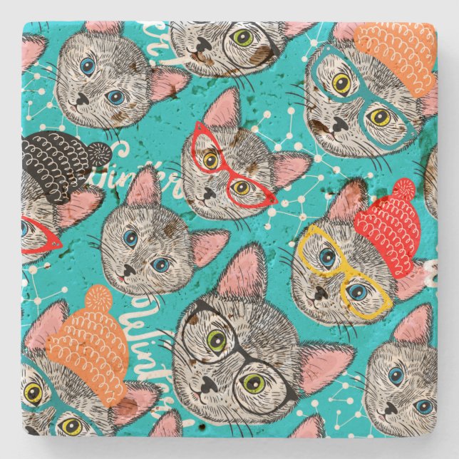 Cat in the hat stone coaster (Front)