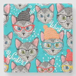 Cat in the hat stone coaster