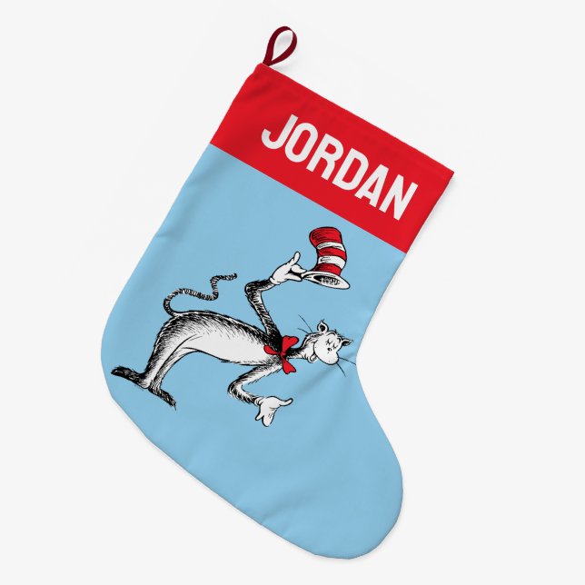 Cat in the Hat Takes A Bow Large Christmas Stocking (Front (Hanging))