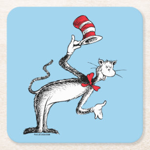 Cat in the Hat Takes A Bow Square Paper Coaster