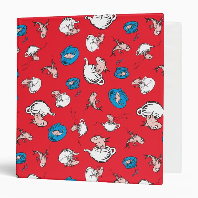 Cat In The Hat | The Fish Red Pattern 3 Ring Binder (Front/Inside)