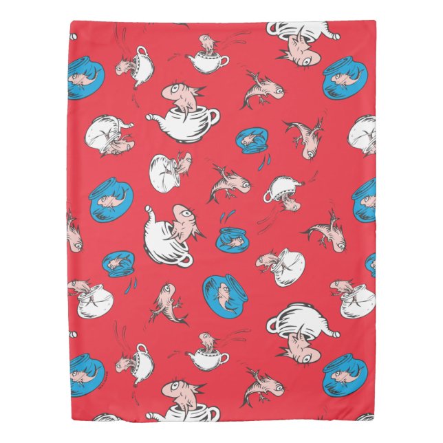 Cat In The Hat | The Fish Red Pattern Duvet Cover (Front)