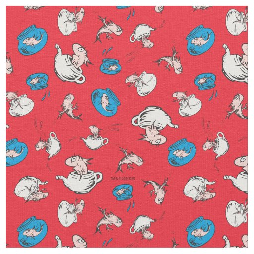 Cat In The Hat | The Fish Red Pattern Fabric