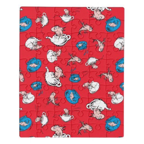 Cat In The Hat  The Fish Red Pattern Jigsaw Puzzle