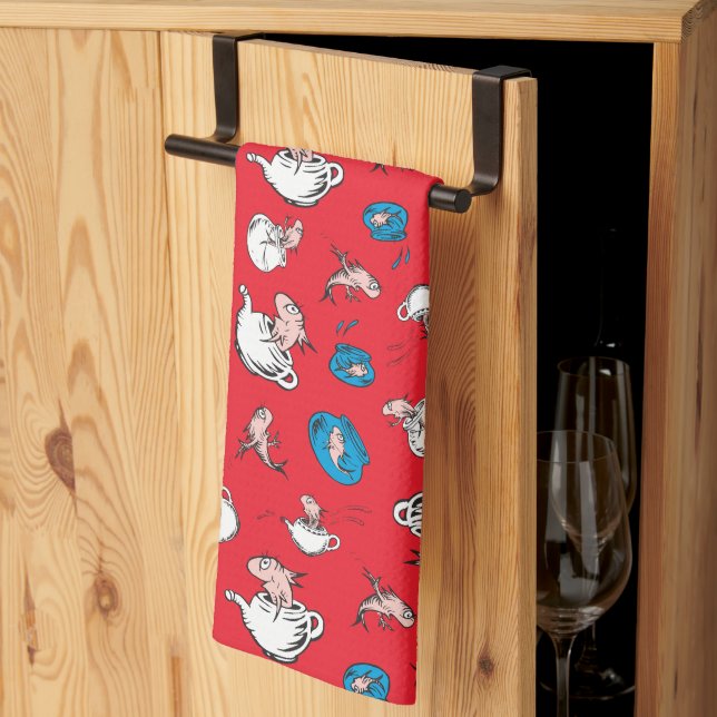 Cat In The Hat | The Fish Red Pattern Kitchen Towel (Thirds Fold)