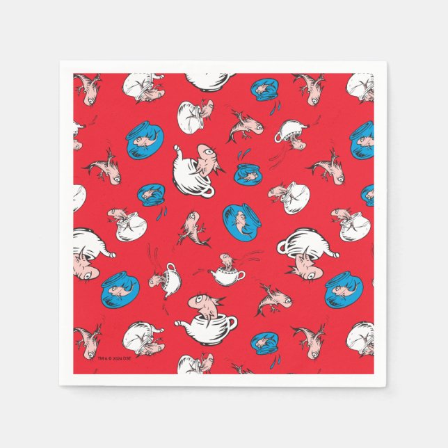 Cat In The Hat | The Fish Red Pattern Napkins (Front)
