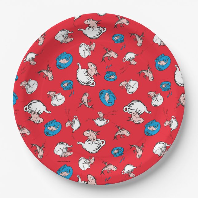 Cat In The Hat | The Fish Red Pattern Paper Plates (Front)