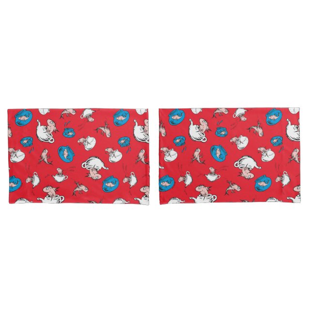 Cat In The Hat | The Fish Red Pattern Pillow Case (Front-Set)