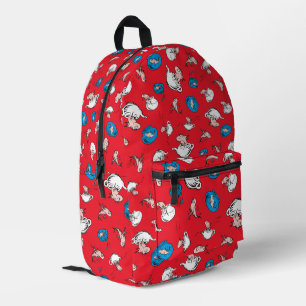 Cat In The Hat The Fish Red Pattern Printed Backpack