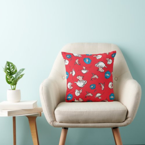 Cat In The Hat  The Fish Red Pattern Throw Pillow