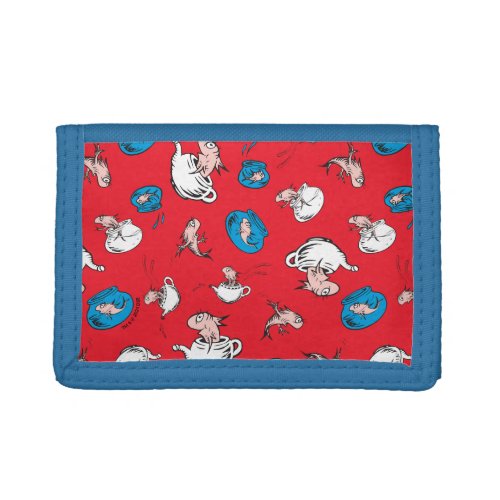 Cat In The Hat  The Fish Red Pattern Trifold Wallet