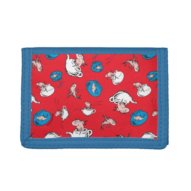 Cat In The Hat | The Fish Red Pattern Trifold Wallet (Front)