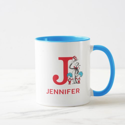 Cat in the Hat Thing One Name  Monogram J Mug