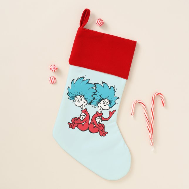 Cat in the Hat Thing One & Thing Two Christmas Stocking (Front)