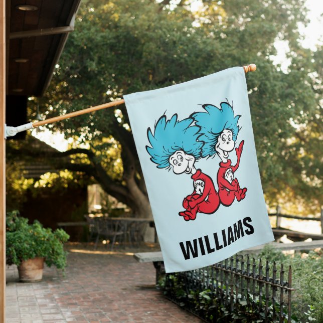 Cat in the Hat Thing One & Thing Two House Flag (In SItu)