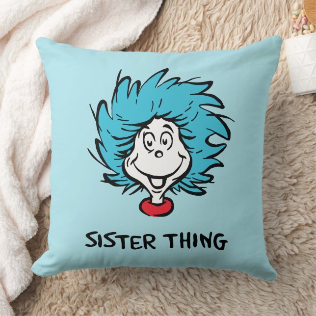 Cat in the Hat Thing One Thing Two - Sister Thing Throw Pillow (Blanket)