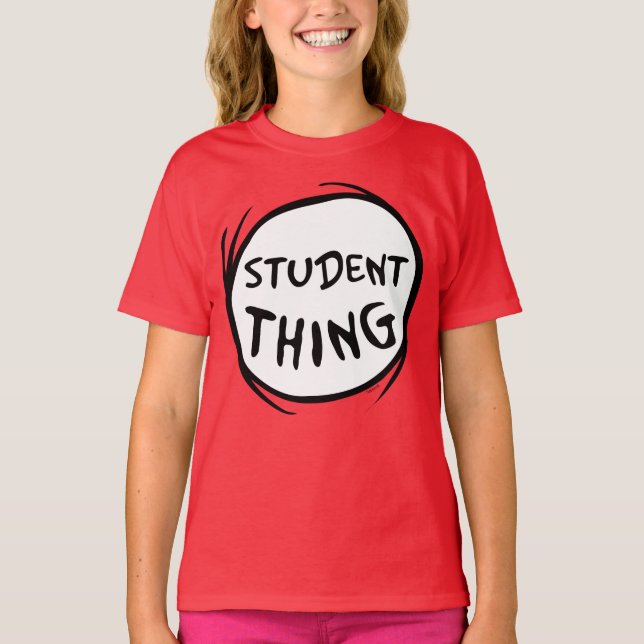 Cat in the Hat Thing One Thing Two Student Thing T-Shirt (Front)