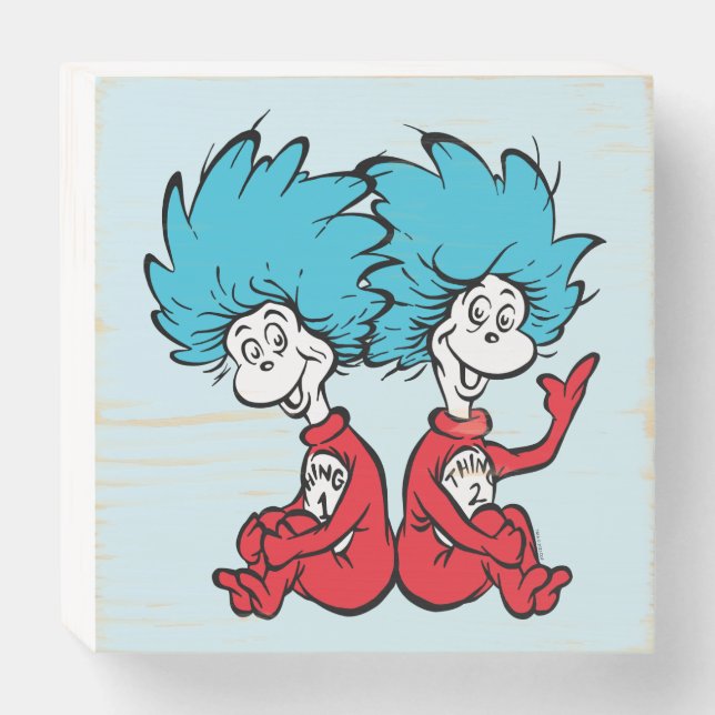 Cat in the Hat Thing One & Thing Two Wooden Box Sign (Front Horizontal)