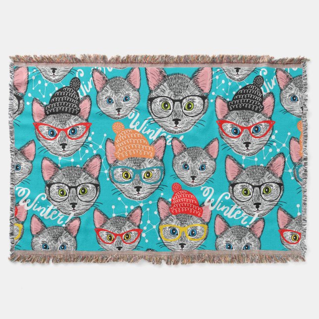 Cat in the hat throw blanket (Front)