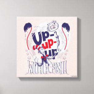 Cat In the Hat Up-Up-Up With A Fish Canvas Print