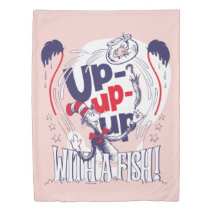 Cat In the Hat Up-Up-Up With A Fish Duvet Cover