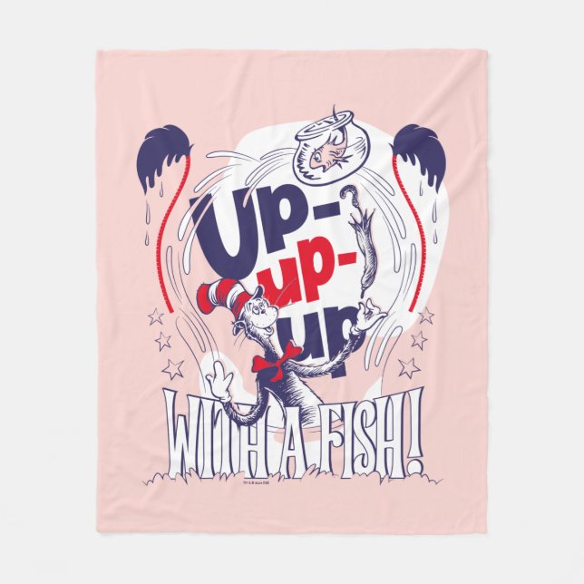 Cat In the Hat | Up-Up-Up With A Fish Fleece Blanket (Front)
