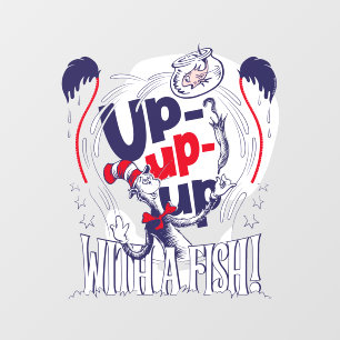 Cat In the Hat Up-Up-Up With A Fish Wall Decal