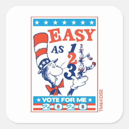 Cat in the Hat  Vote for Me 2020 Square Sticker
