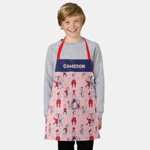 Cat In The Hat With Kids Pattern Apron