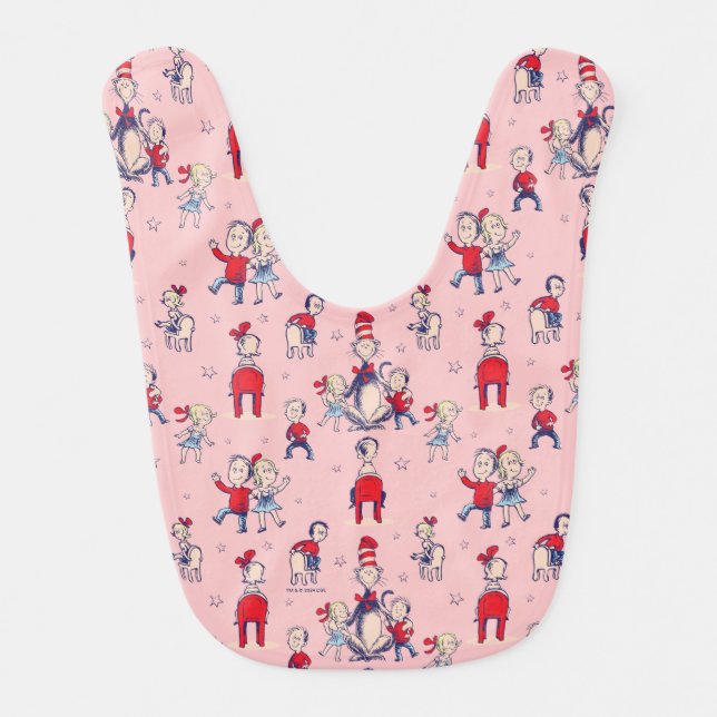 Cat In The Hat | With Kids Pattern Baby Bib (Front)