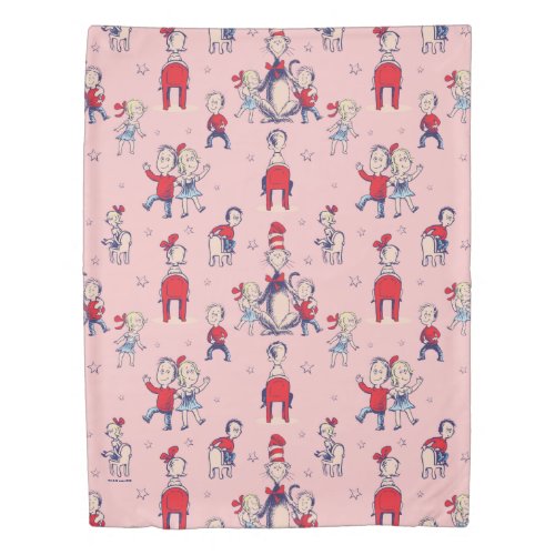 Cat In The Hat  With Kids Pattern Duvet Cover