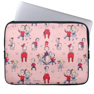 Cat In The Hat With Kids Pattern Laptop Sleeve