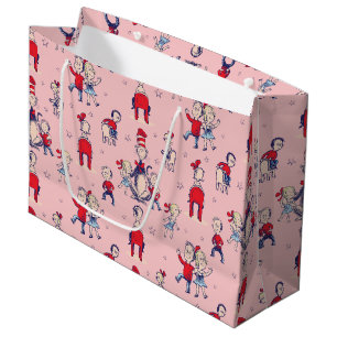 Cat In The Hat With Kids Pattern Large Gift Bag