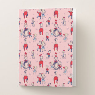 Cat In The Hat With Kids Pattern Pocket Folder