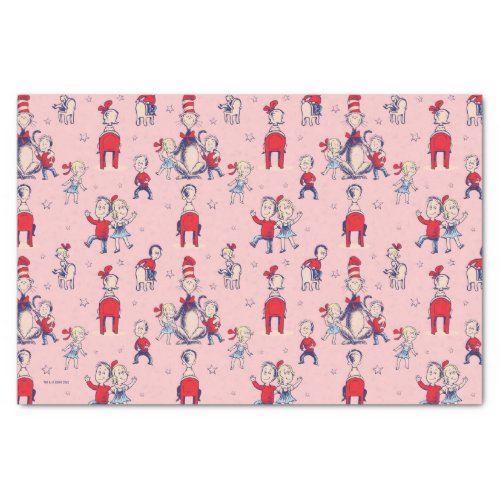 Cat In The Hat  With Kids Pattern Tissue Paper